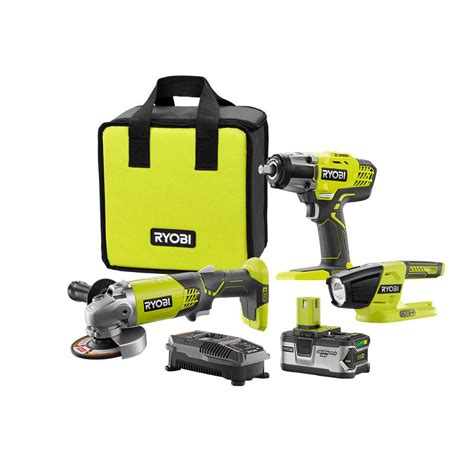 Ryobi 18-Volt ONE+ Lithium-Ion Cordless Combo Kit (3-Tool) with Battery ...