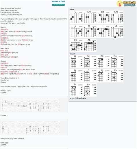 Chord: You're a God - tab, song lyric, sheet, guitar, ukulele | chords.vip