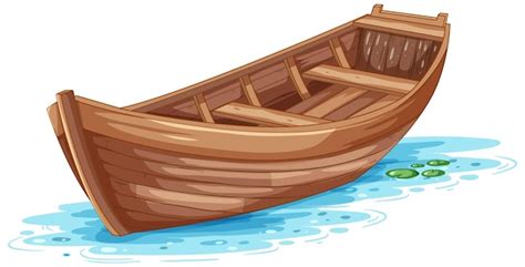 Free Vector | Wooden Boat on Water Surface