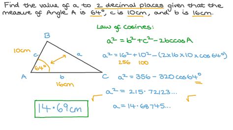 Question Video: Applying the Cosine Rule to Solve Triangles | Nagwa