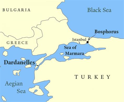 Estrecho del bósforo mapa - Bósforo mapa de estambul (Turquía)