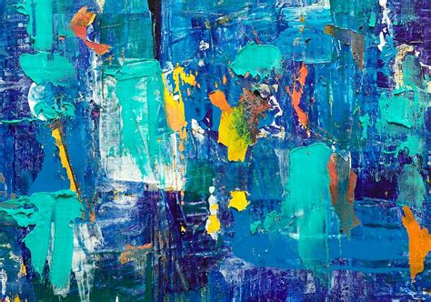 Online crop | HD wallpaper: blue abstract painting, modern art, wall ...