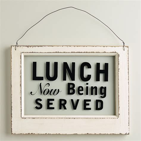 Wood and Glass Lunch Sign | World Market | Window signs, Kitchen signs ...