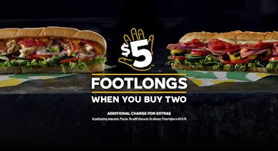 $5 Footlong is Back at Subway But You Have to Buy Two to Get the Discount