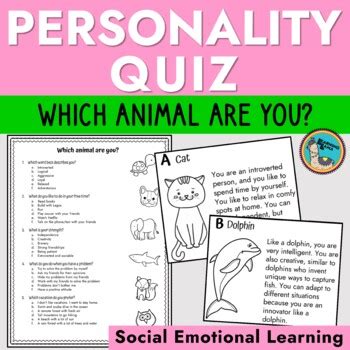 Which Animal Are You Personality Quiz by Llearning Llama | TPT