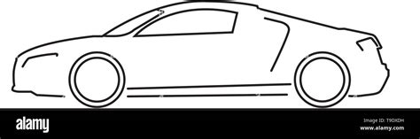 Car Side View Line Drawing - Car Only