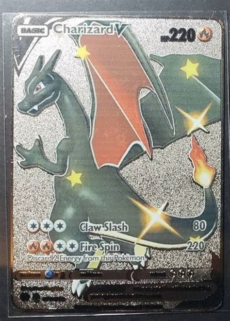 Black Charizard V Card Shiny Secret Star Rare CUSTOM Made of | Etsy