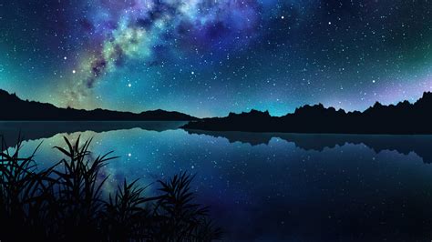 Anime Starry Night Sky Wallpaper Hd Anime Night Sky Stars Clouds | The ...