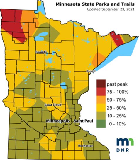 Trees are nearing their fall color peak in some areas of Minnesota ...