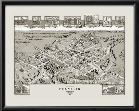 Franklin VA 1907 Restored Map | Vintage City Maps