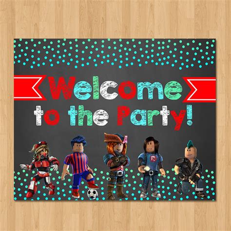 Roblox Welcome Party Sign Chalkboard Roblox Birthday Banner | Etsy