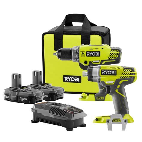 Ryobi 18-Volt ONE+ Lithium-Ion Cordless Hammer Drill and Impact Driver ...