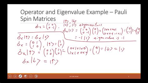 Ch 6,7 Pauli Spin Matrices, Eigenvalues and Eigenvectors - YouTube