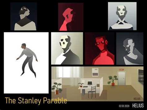 the stanley parable poster is shown in four different images, including ...