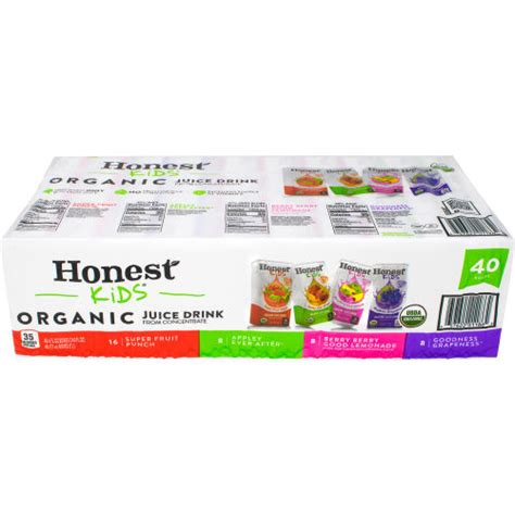 HONEST KIDS Organic Fruit Juice Drink Boxes Variety Pack, 6 oz, 40 Count