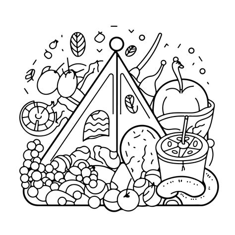 Premium Vector | Food coloring page line drawing day