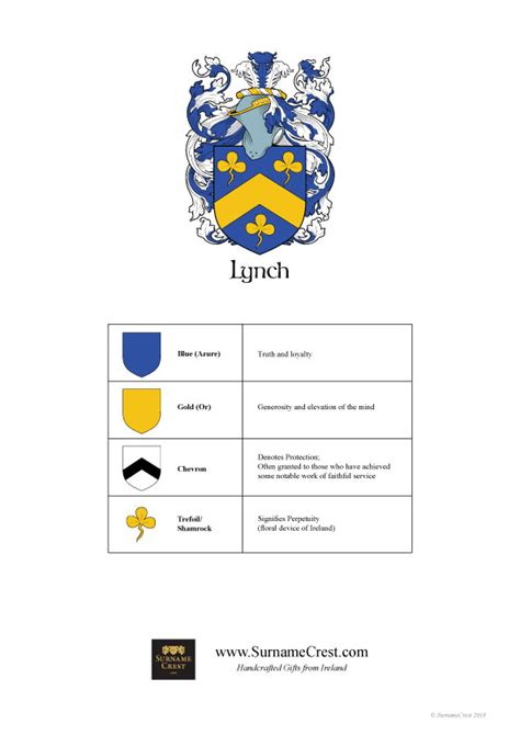 Family Name Coat of Arms - Lynch Family - Surname Crest