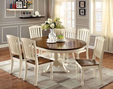 Harrisburg Vintage White and Dark Oak Oval Extendable Dining Table from ...