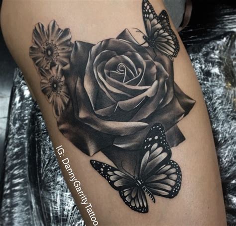 Image result for sunflower and rose tattoo | Black and grey rose tattoo ...