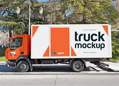 Free Transport Truck Vehicle Branding Mockup PSD - Good Mockups