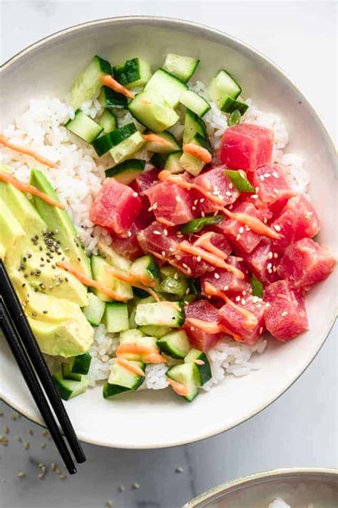 Spicy Ahi Tuna Poke Bowl Recipe | Food Faith Fitness