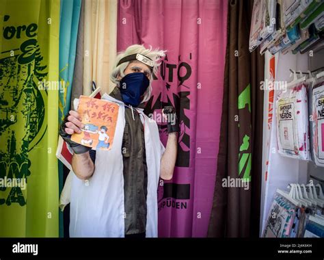 Athens, Greece, 16 April 2022. A visitor attends to the comic book fair ...