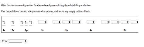 Solved Give the electron configuration for chromium by | Chegg.com