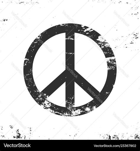 Peace symbol with grunge texture black and white Vector Image