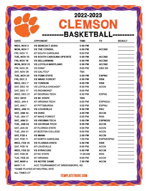 Printable Clemson Football Schedule 2024 Pdf - Printable Online