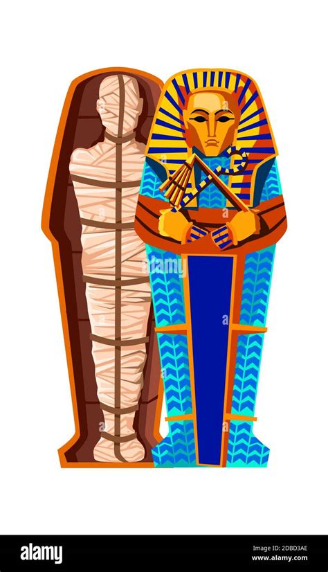 Mummy creation cartoon vector illustration. Stages of mummification ...