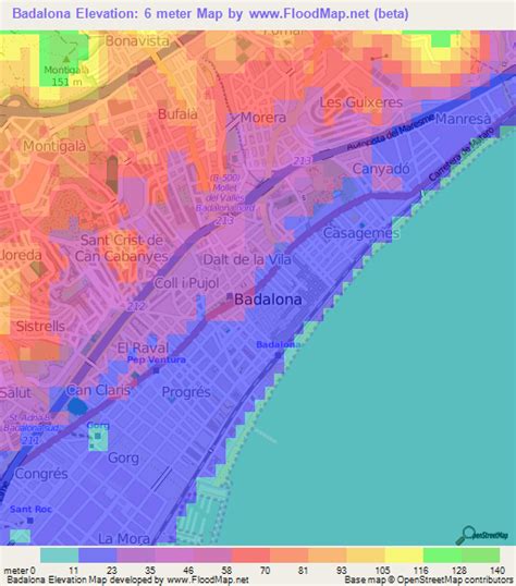 Elevation of Badalona,Spain Elevation Map, Topography, Contour