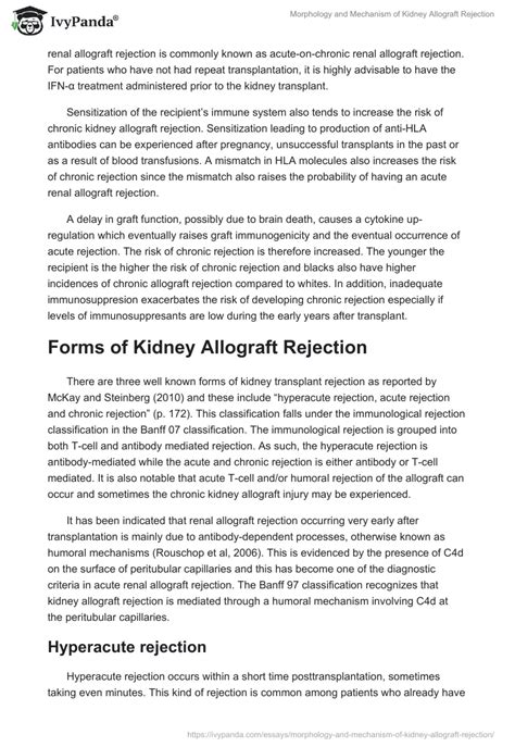 Morphology and Mechanism of Kidney Allograft Rejection - 3871 Words ...