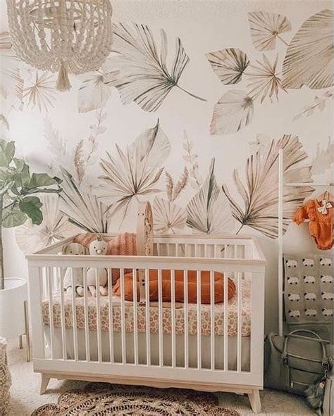 Boho Nursery with Bohemian Palms Decals | Boho baby room, Baby girl ...