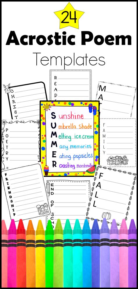 Acrostic Poem Template | Poem template, Acrostic poem for kids ...