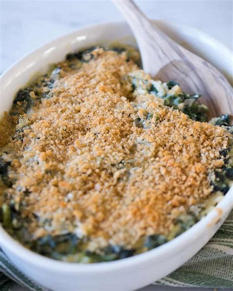 Asiago Creamed Spinach Casserole • Sip + Sanity