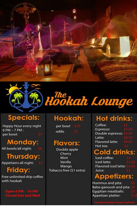 Design a menu for a Hookah Lounge | Freelancer