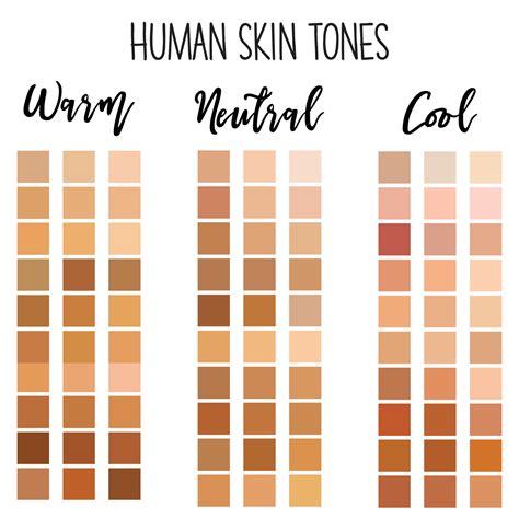 Skin Tones Color Palette Swatches, Procreate Skin Tone, Chart, Colours ...