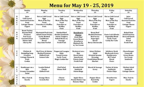 Weekly Menus - Orchard Gardens Assisted Living - Orchard Gardens ...