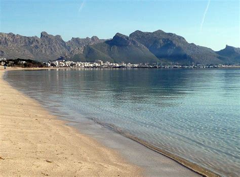 Beach of Puerto de Pollensa, long sandy beach, north