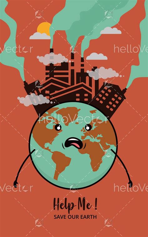 Save our earth. Air pollution concept illustration - Download Graphics ...