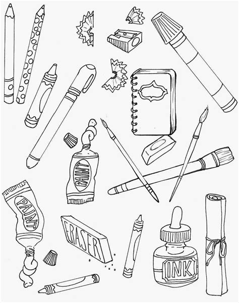 Drawing Art Supplies Clipart Black And White - Download Free Mock-up