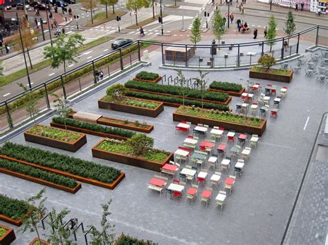 mathildeplein eindhoven - raised planters, plaza, square, cafe seating ...