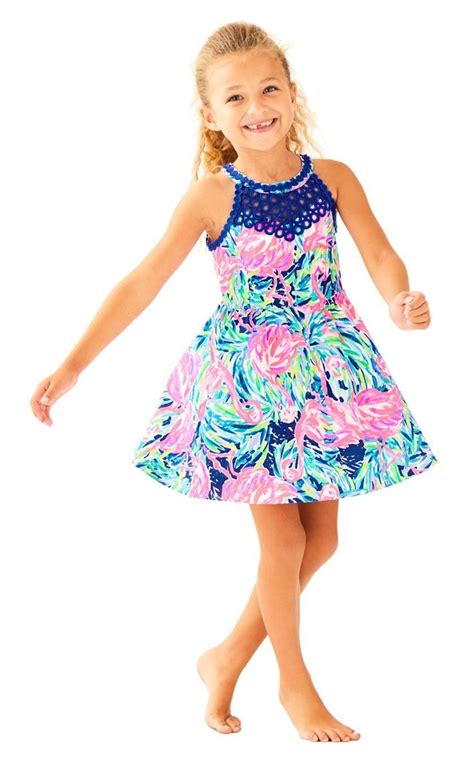 Lilly Pulitzer Girls Kinley Fit & Flare Dress Multi Flamenco Beach ...