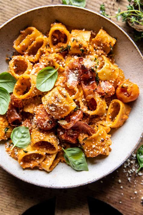 Creamy Roasted Tomato Ricotta Pasta with Crispy Prosciutto. - Half ...