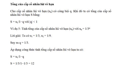 Công thức tính tổng cấp số nhân lùi vô hạn - Giáo viên Việt Nam