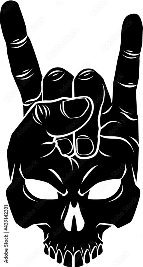 human skull hand gestures Rock and Roll sign of the horns Stock Vector ...