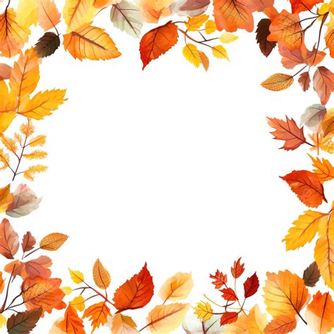 Autumn Leaves Page Border, Autumn Page Border, Herbal Frame, Frame PNG ...