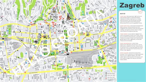 Free Zagreb city map with sights to download