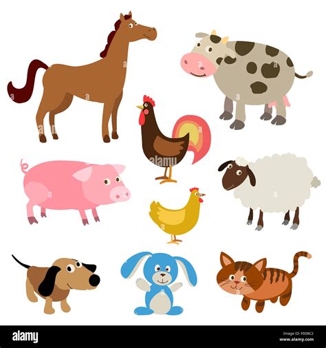 set of cute cartoon farm animals Stock Photo - Alamy