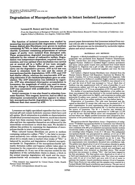 (PDF) Degradation of mucopolysaccharide in intact isolated lysosomes